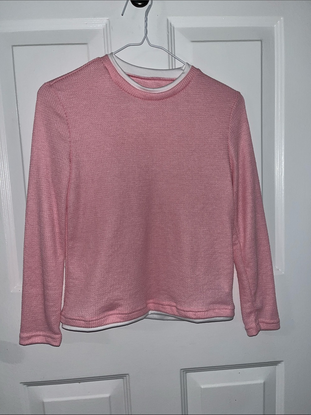 SHEIN Pink Long Sleeve Waffle Knit Top